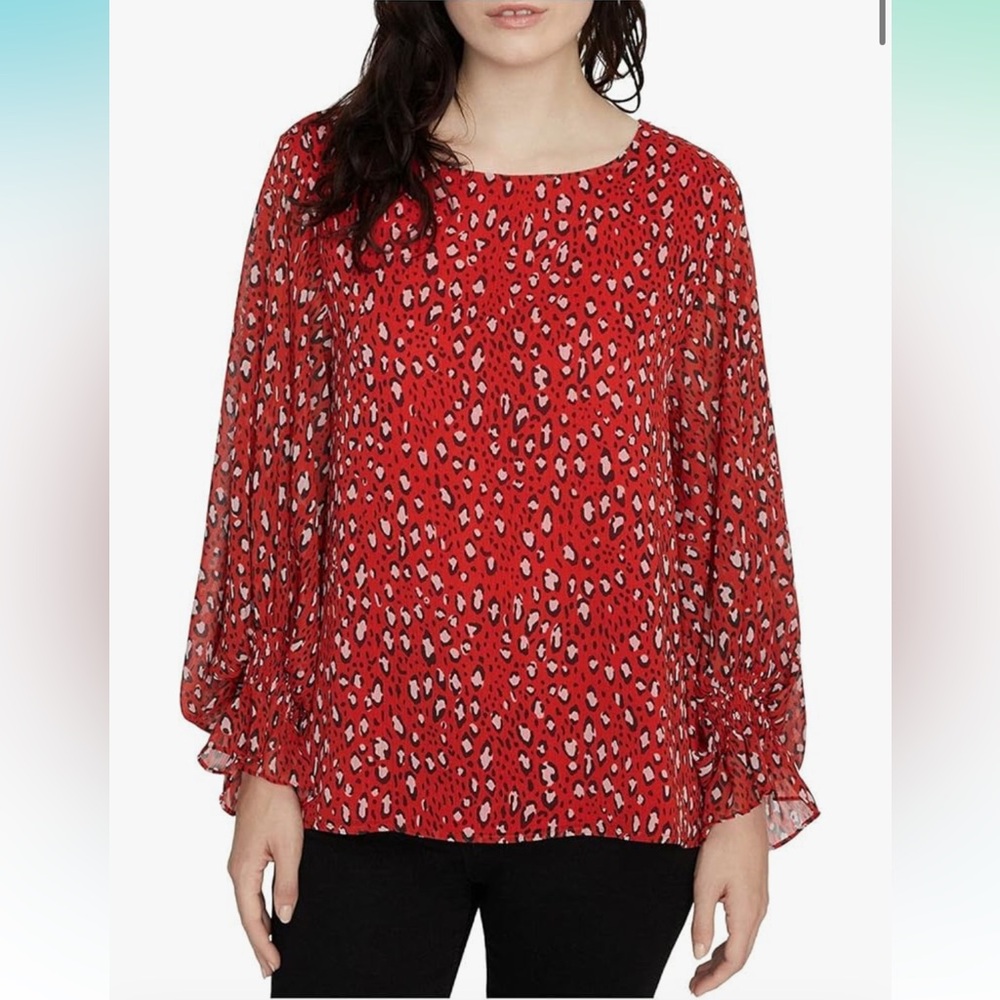 NWT Sanctuary Red Leopard Print Blouse